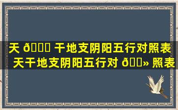 天 🐘 干地支阴阳五行对照表（天干地支阴阳五行对 🌻 照表 知乎）